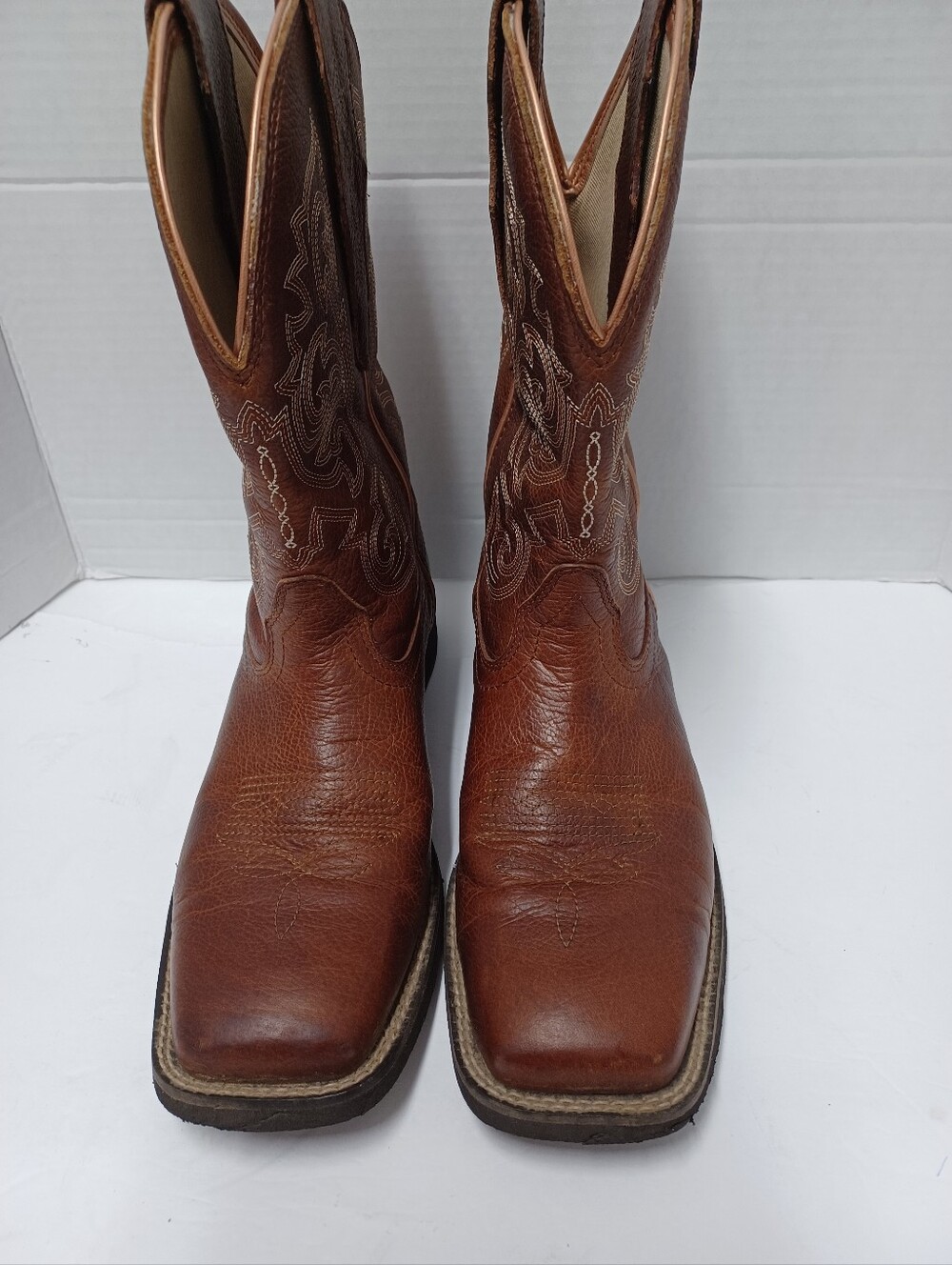 Ariat Women Brown Leather Western Cowboy Boots with Embroidered Shaft